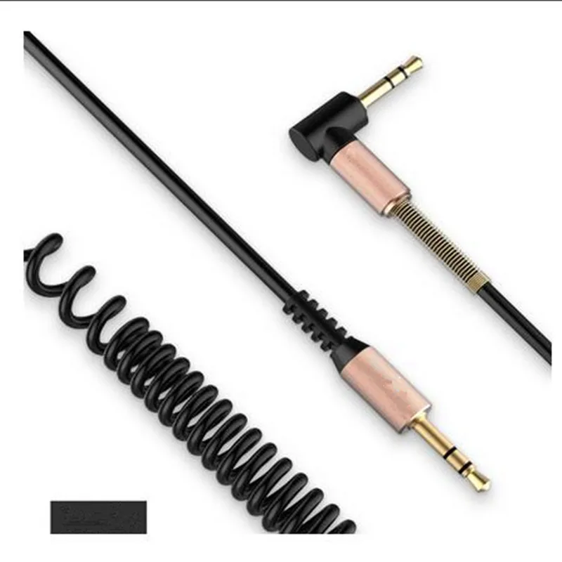 3.5 مللي متر كابل الصوت ، شقة 90 درجة زاوية الحق كابل مساعد مع الصلب الربيع الإصدار