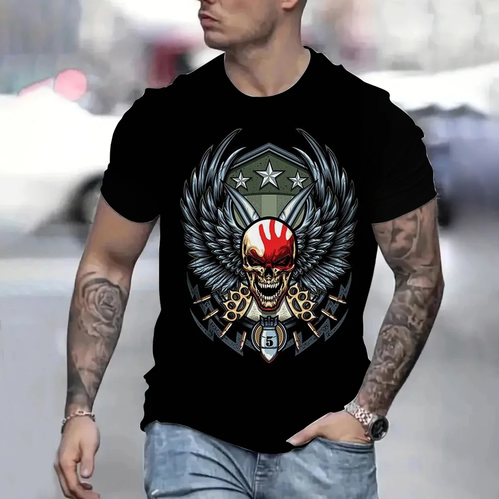 

Футболка мужская с круглым вырезом и принтом черепа