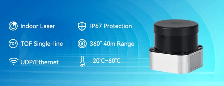 KC IP67 Indoor 360 Degree 2D Lidar Scanner Laser Rangefinder Ambient Light Sensor Factory Price for Mobile Robot