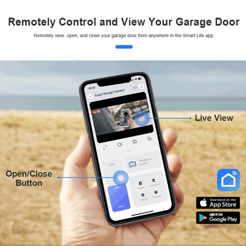 Tuya WIFI Garage Door Opener Camera Smart Wireless Remote Control Sensor Night Vision Monitor Work With Alexa Google Home