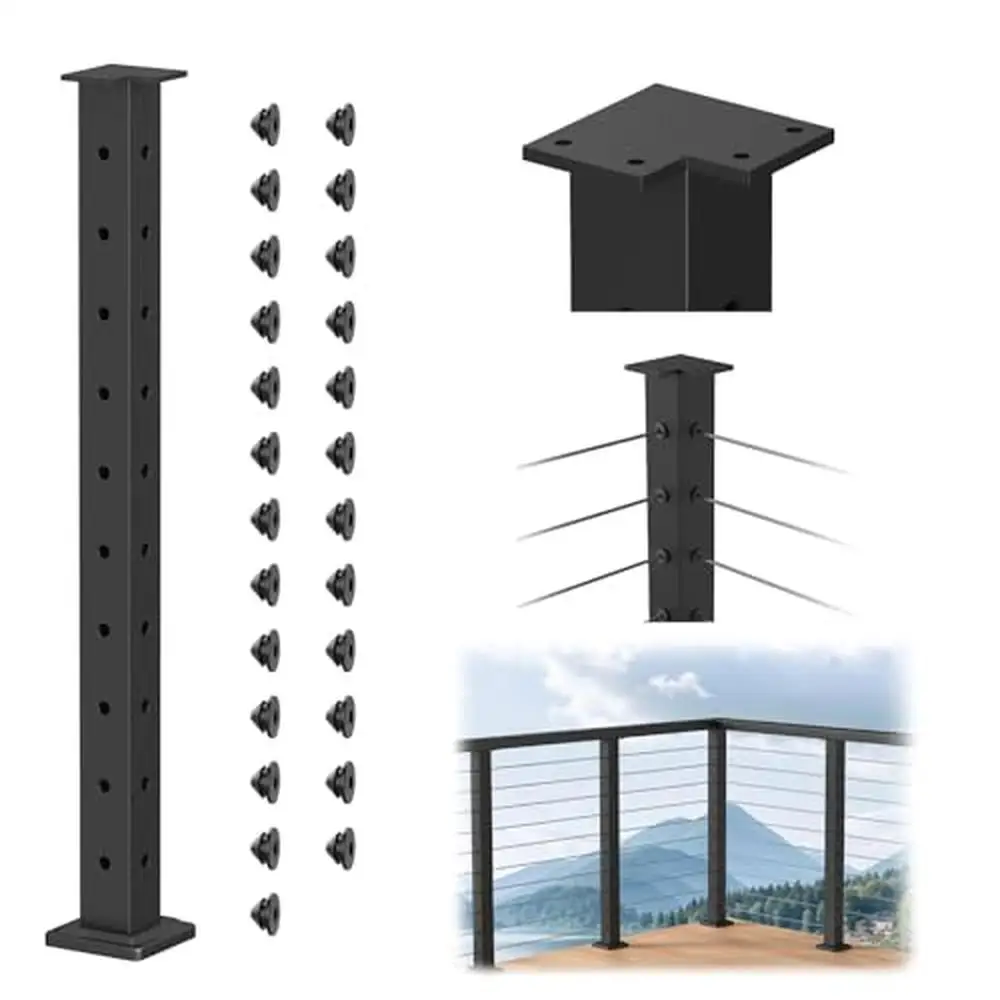 Stainless Steel Cable Railing Corner Post Kit 36