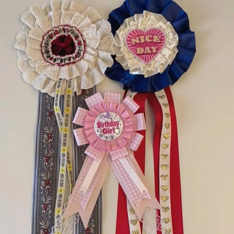 Birthday Present Long Streamers Appreciation Rosette. Long Streamers Goods Display. Ribbon Bow Pendant