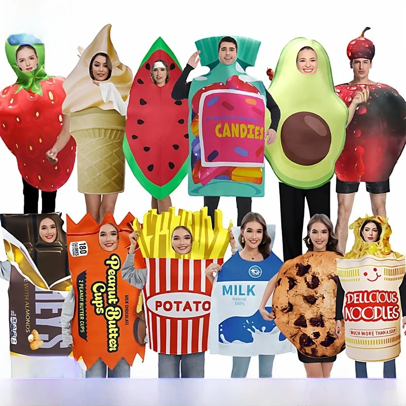 

Halloween Party Potato Chips Fruit Performance Costume Parent-Child Funny Outfit Stage Performance Costume