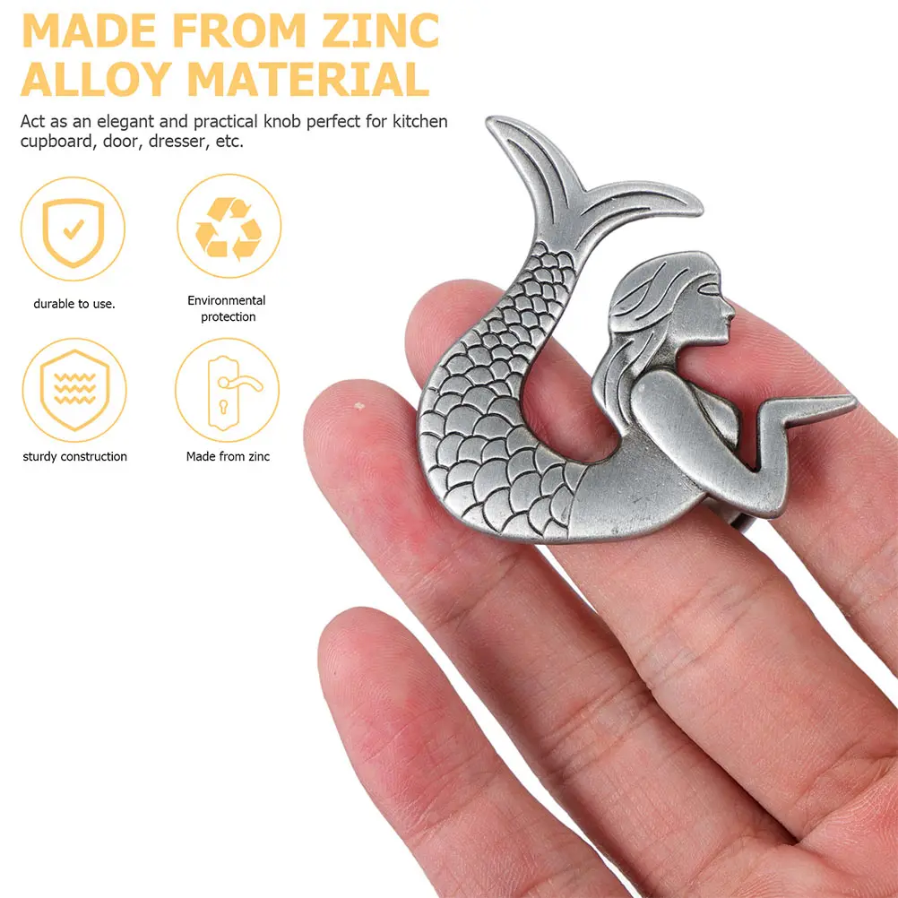 

4pcs Alloy Mermaid Shape Drawer Knob Cabinet Mermaid Shape Cabinet H Pull H for Furniture Decor Square Hardware