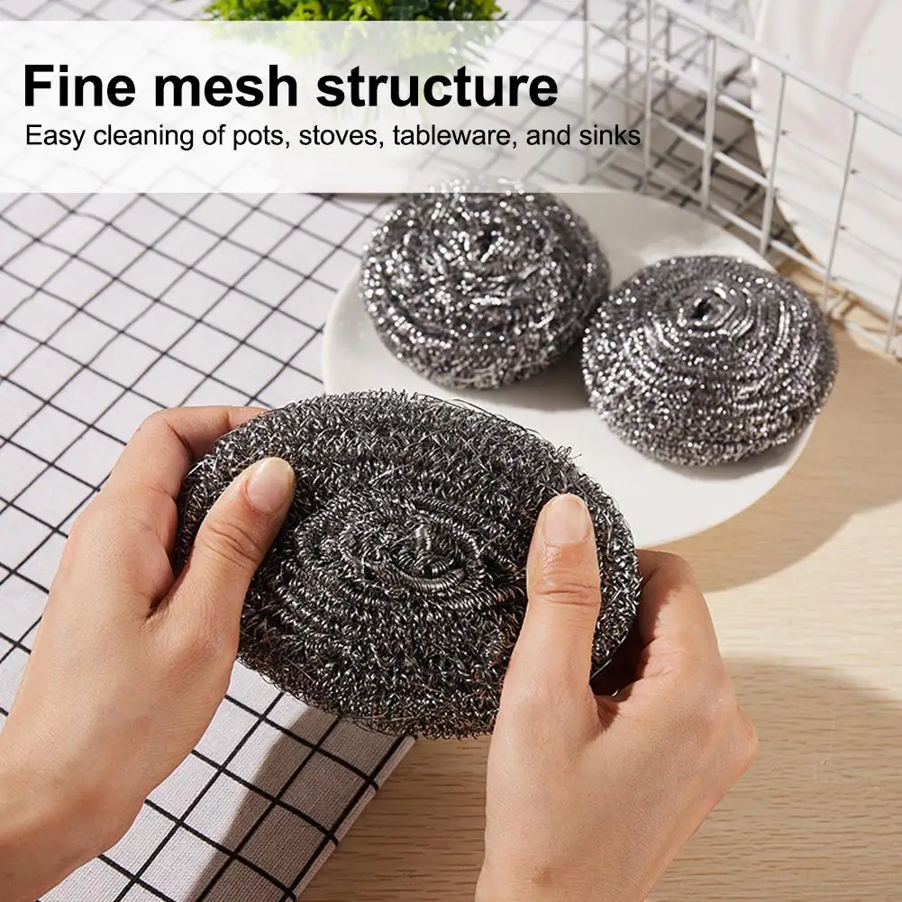 16Pcs Stainless Steel Sponges Scrubbers Cleaning Ball Iron Rust Scrubber Scouring Pads Ball for Pot Pan Dish Wash Cleaning H1D9