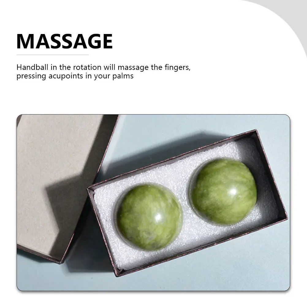 

2Pcs Hand Rolling Balls Natural Jade Massage Hand Balls for Anti-Stress and Finger Therapy Fitness Relaxation Tools