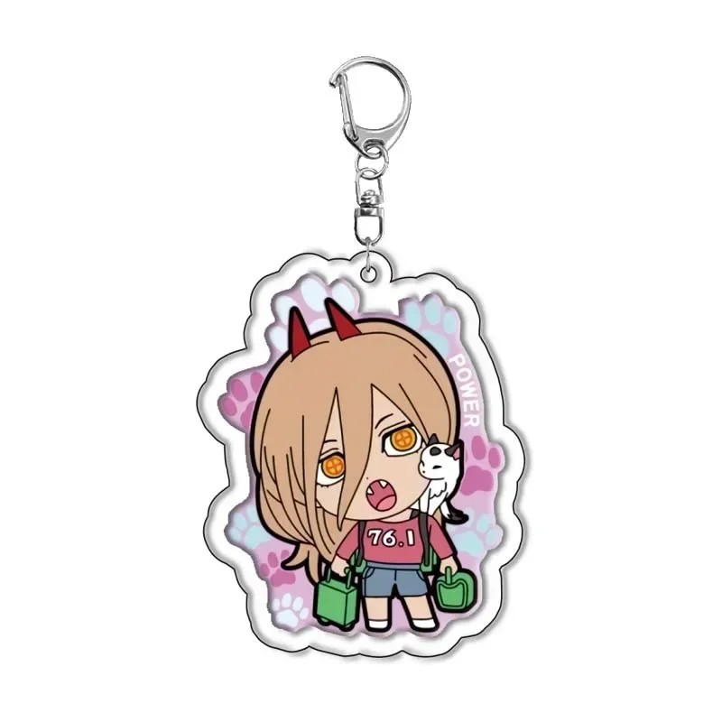 Anime Chainsaw Man Keychain Pochita Makima Cartoon Acrylic Bag Keyring Pendant Cos Accessory