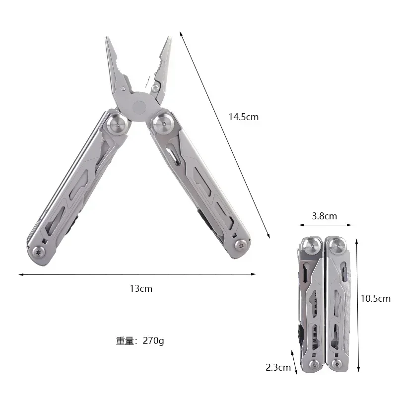 كماشة معدنية متينة متعددة المهام مع شفرة حادة قطع الأسلاك المفكات مقص أداة متعددة الوظائف للتخييم في الهواء الطلق والمشي لمسافات طويلة #6