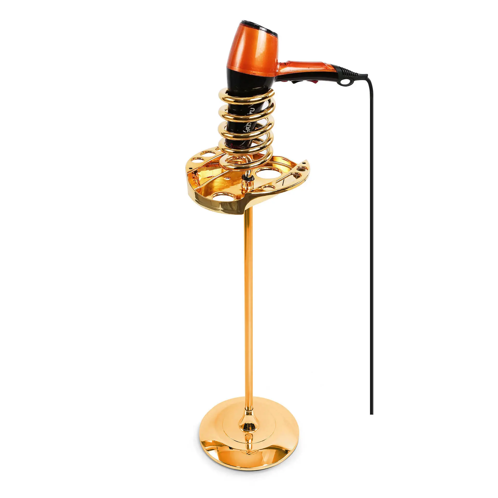 Hair dryer Floor bracket Beauty salon Gold stainless steel hair dryer shelf Hair salon tools