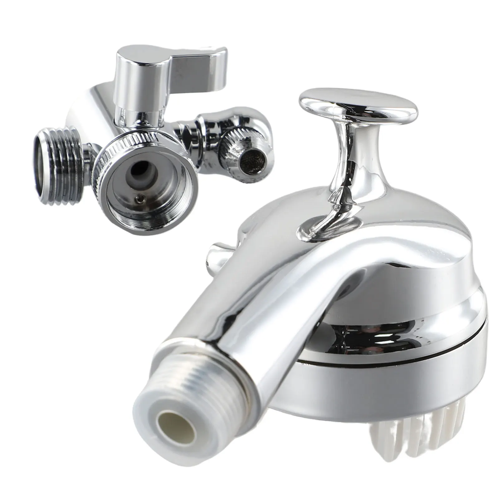 

Shower Extension for Washbasin Use with Removable Brush Head Flexible Backflush Hose and Standard Thread Fittings