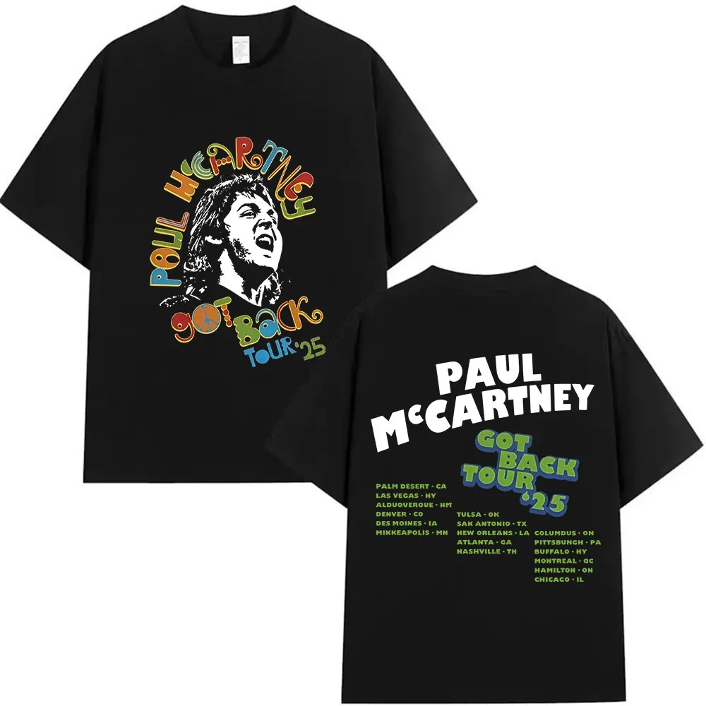 

Rock Paul McCartney Got Back Tour 2025 Tee Shirt Men's Vintage High Quality Cotton T-shirt Hip Hop Oversized T Shirts Streetwear