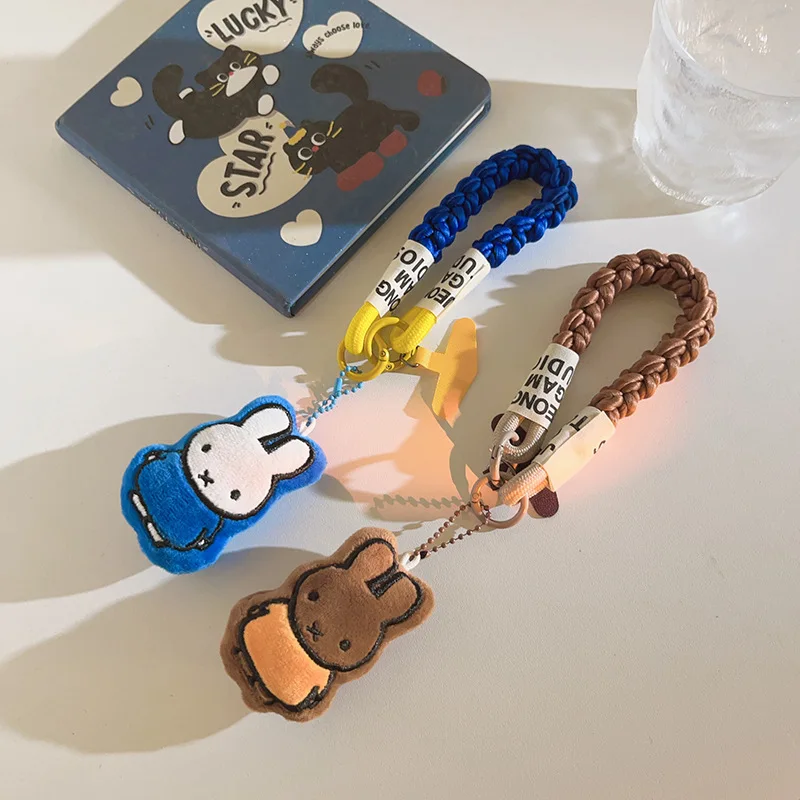 Милый желтый фон Miffy, белый кулон, брелок с мультяшной фигуркой, подвеска на рюкзак