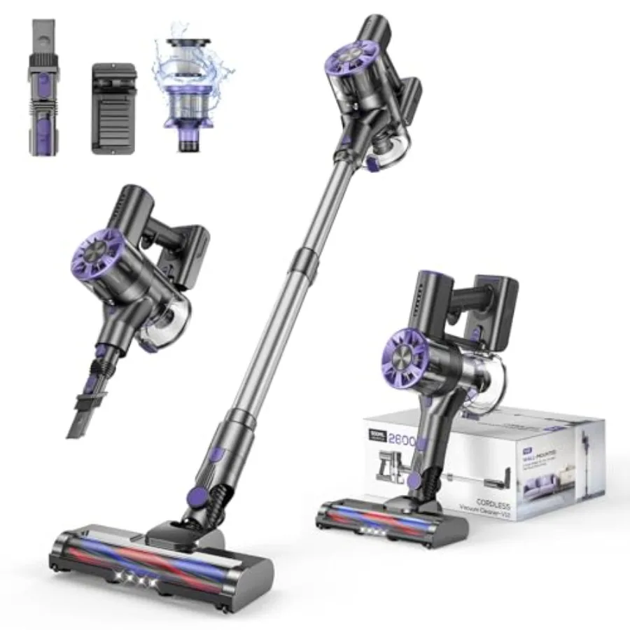 

Cordless Vacuum Cleaner for Home 80 000PRM Powerful 4 in 1 Lightweight Stick Vacuum with 2 Adjustable Suctions Max 40 Mins Runt