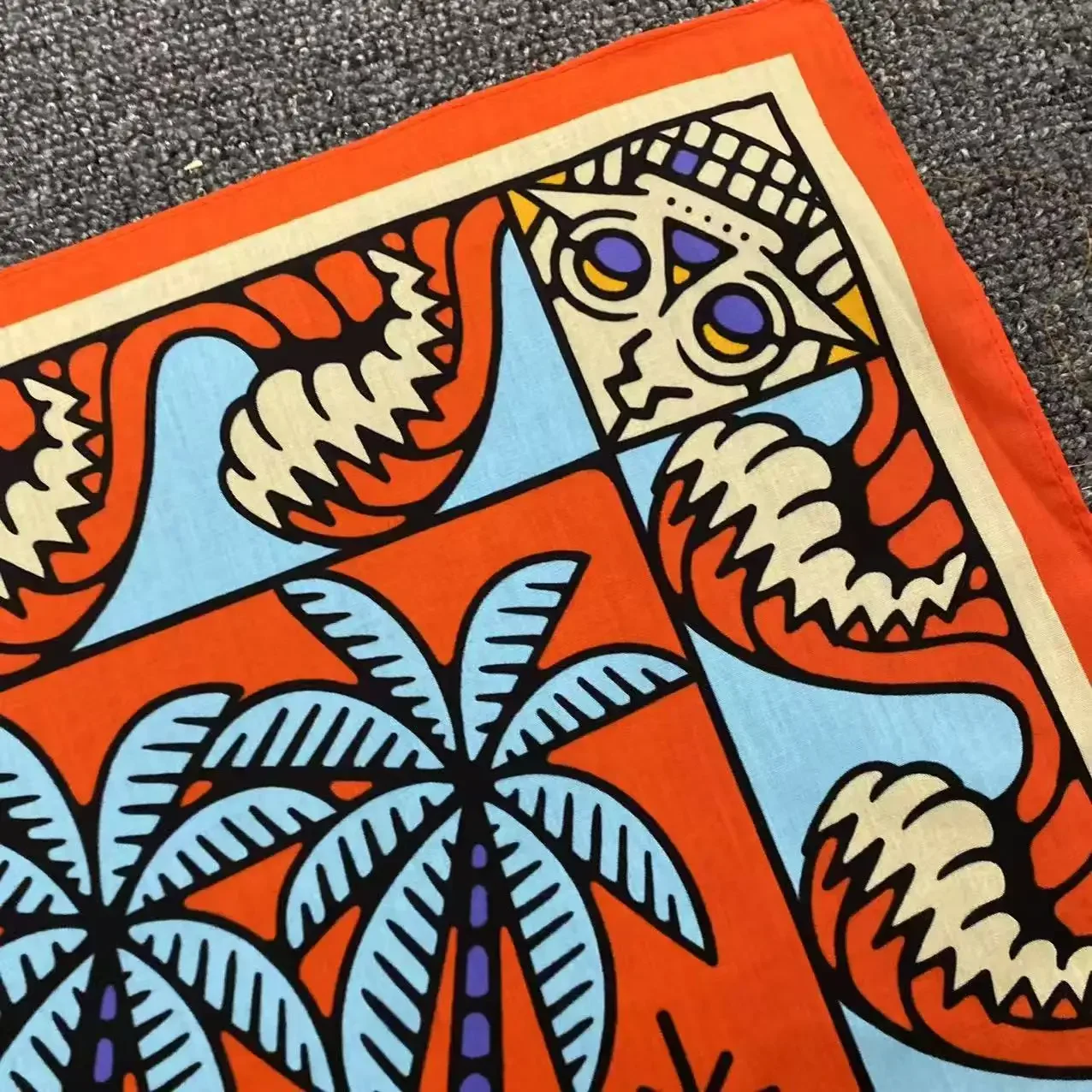 Pañuelo retro con estampado Digital, turbante deportivo de baile callejero de hip-hop, bufanda cuadrada de algodón retro con dibujos animados