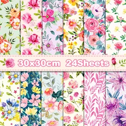 24pcs Flower Floral Scrapbook Paper Party Gifts Decorative Packing Craft Wrapping Papers 30*30cm