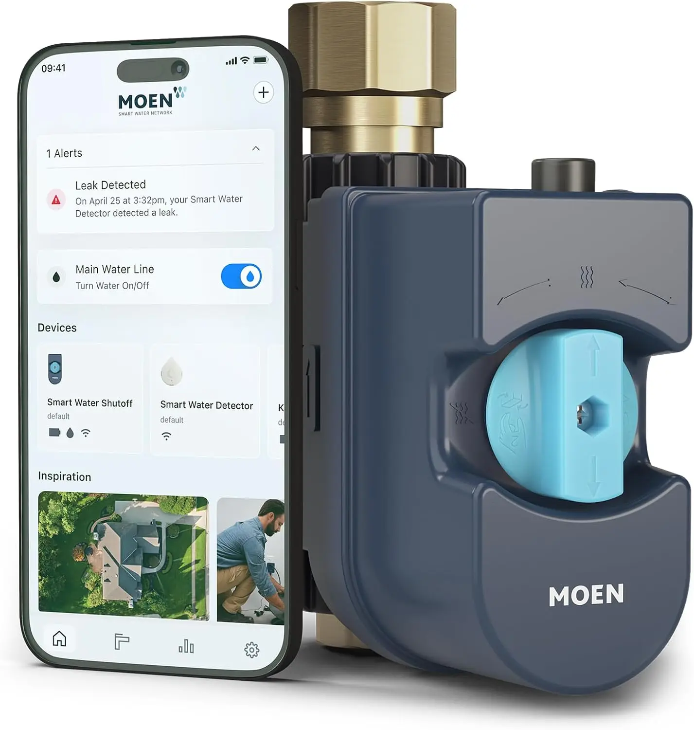 

Smart Water Monitor and Automatic Shutoff Sensor, Wi-Fi Connected Water Leak Detector for 1-Inch Diameter Pipe, 900-006