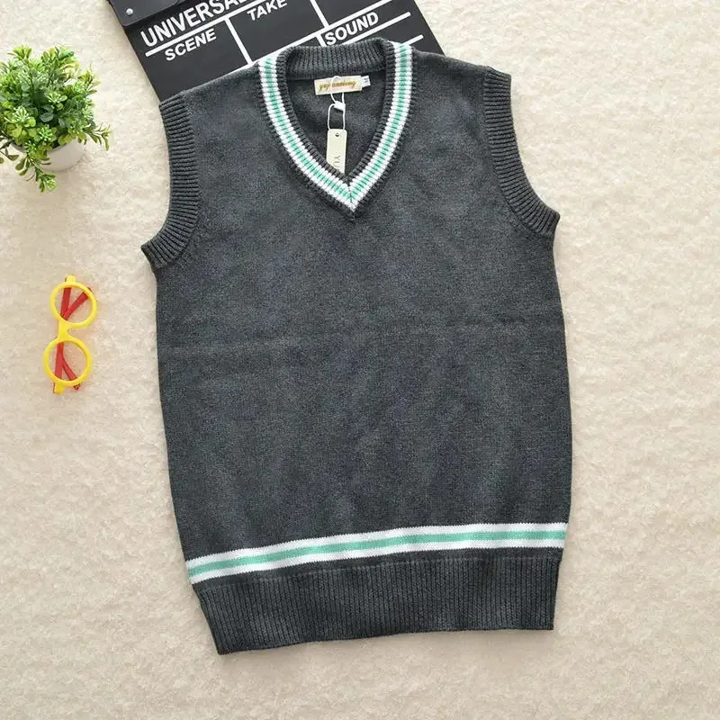 Suéter de Cosplay sin mangas con cuello en V, uniforme escolar mágico, tejido de algodón a rayas, disfraz de mago de Hufflepuff Ravenclaw Slytherin