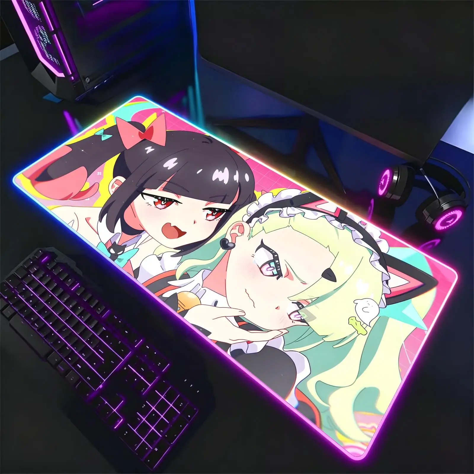 Mouse Pad RGB Color Changing Gaming Mouse Pad, Stitched Edges, XXL Large Keyboard Desk Mat Zenless Zone Zero Sunna