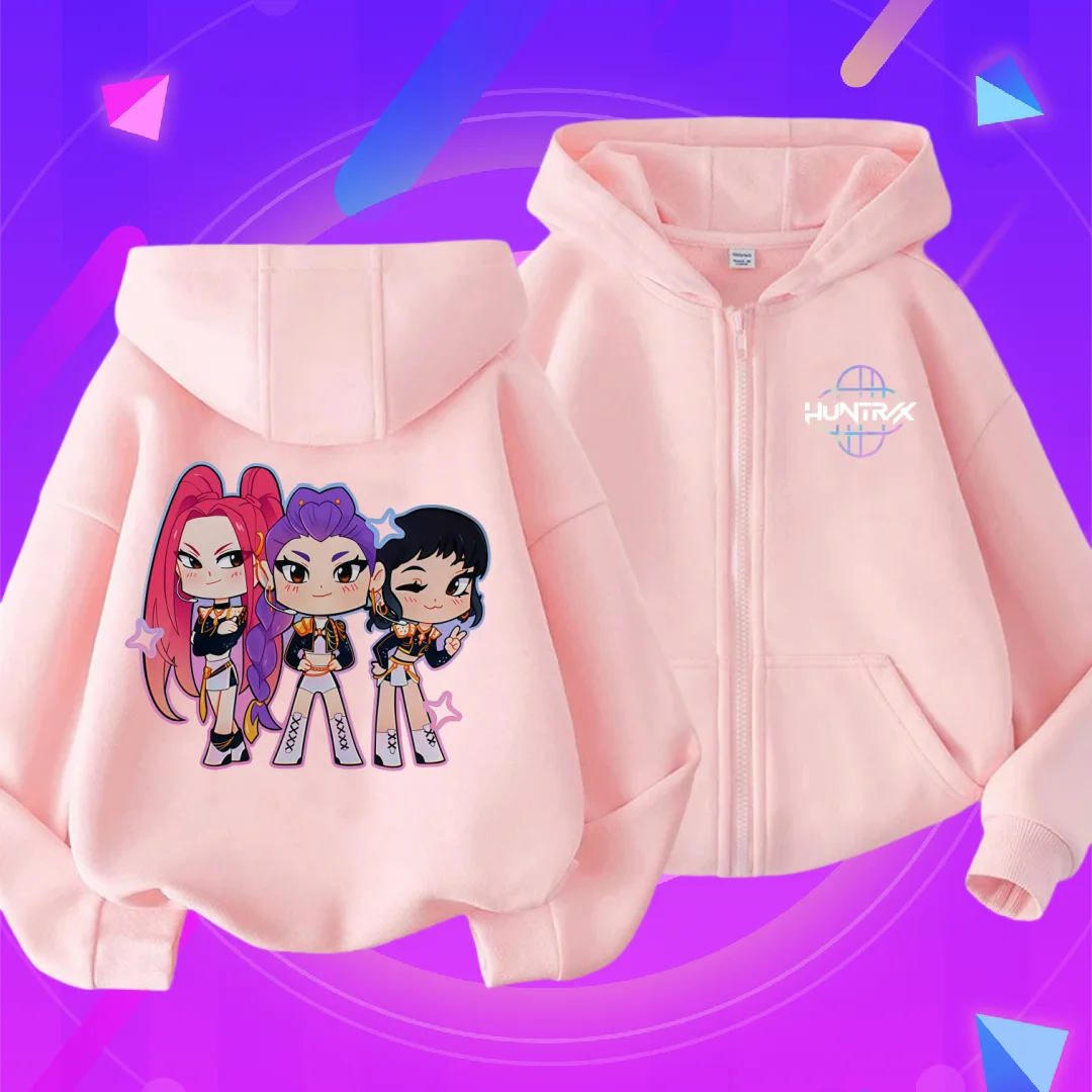 

Забавные толстовки на молнии Kpop, толстовка с капюшоном «Охотники на демонов», детская одежда, толстовка для мальчиков и девочек, толстовка на молнии, детский повседневный топ