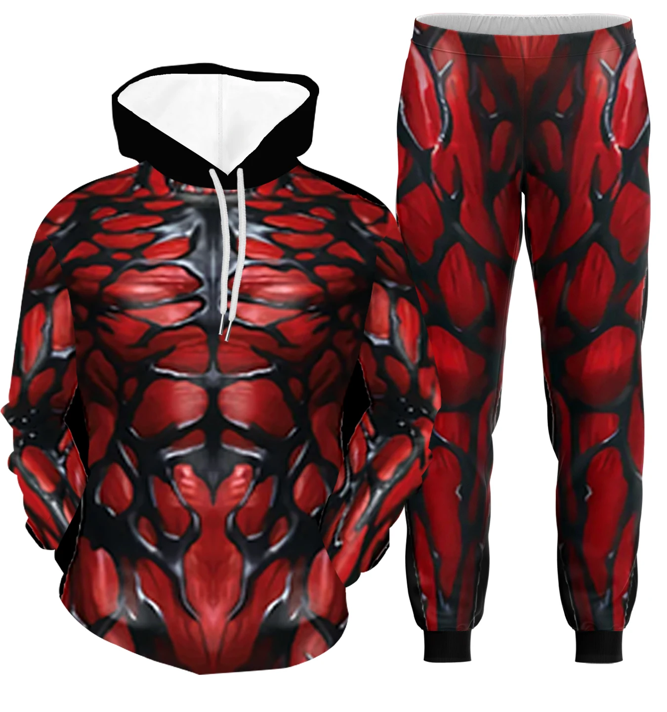 Men Hoodie Suit Pullover Zipper Full Print Hoodie Set Party Role Play Street Casual Personality Clothing Men Women Sports Suits