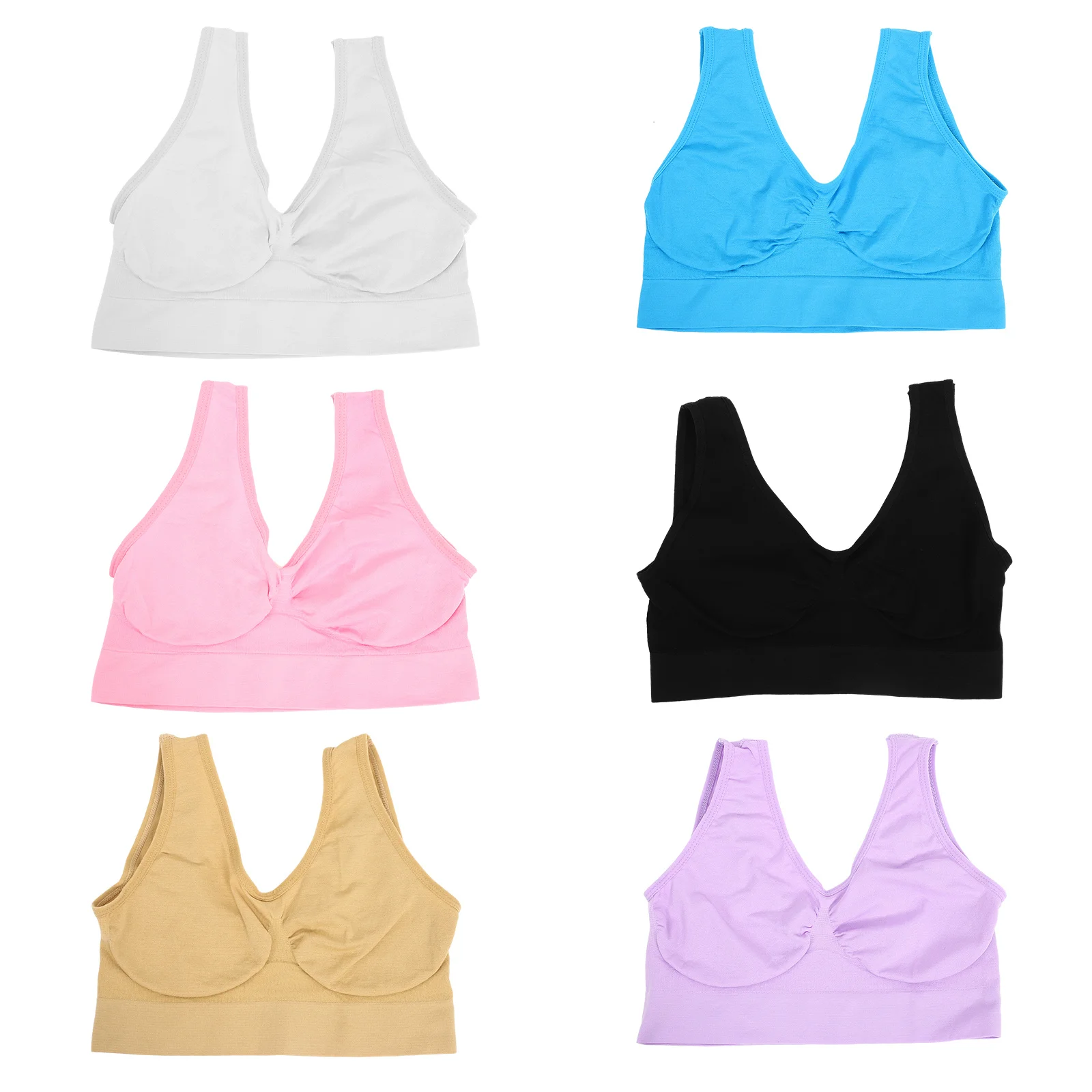 

6Pcs Sports Bra Seamless Elastic Fitness Bra for Women Breathable Sweat-Absorbent Running Yoga Workout Vest High Support