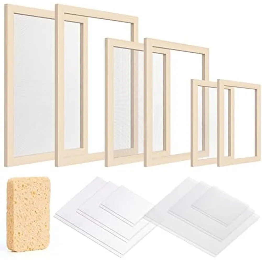 DIY Paper Making Kit 3 Sizes Wooden Frame With Sponge For A4 Sheet Crafting Book Making Screen Home Decor Art Supplies