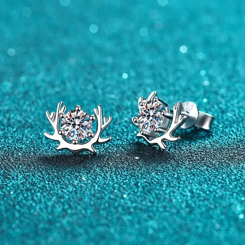 

925 Pure Silver 0.5 Carat Claw Set Moissanite Love You Minimalist Earrings & Studs GBA Certified Free Gift Box for Women