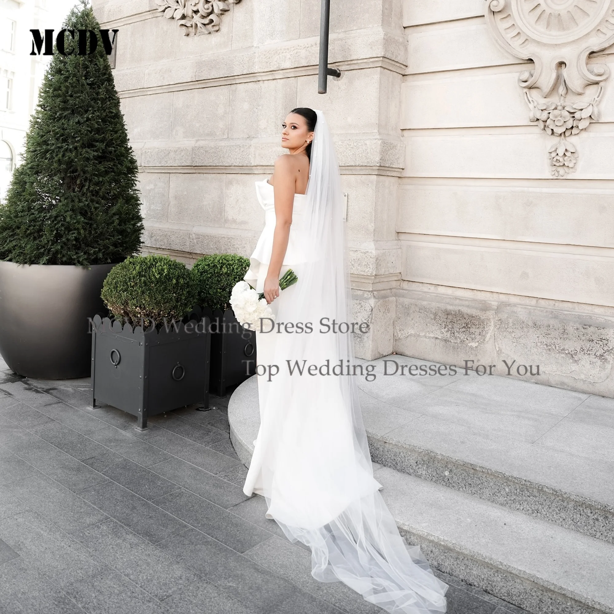 

Mermaid Wedding Dresses 2026 Side Split Pleat Civil Bride Gowns Strapless vestido de novia para boda Sweep Train Customized