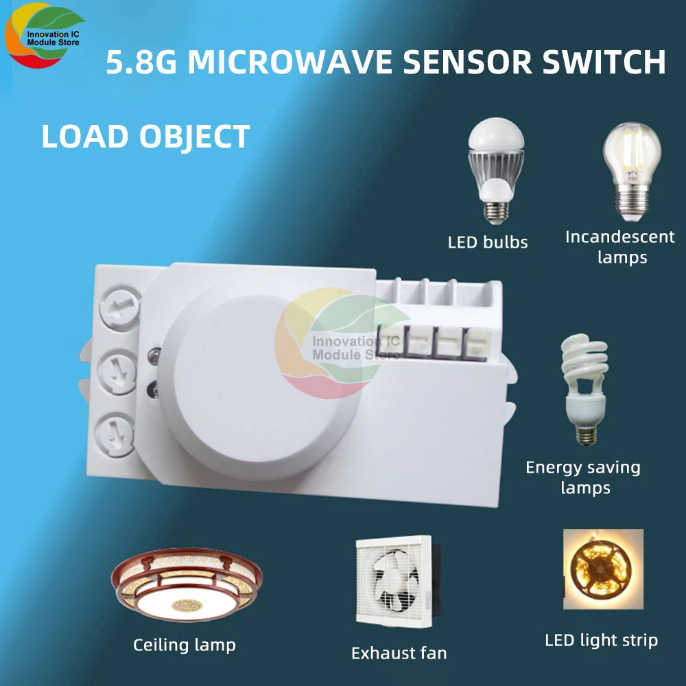 5.8G microwave radar induction switch knob switch to adjust AC85-250V microwave radar induction switch