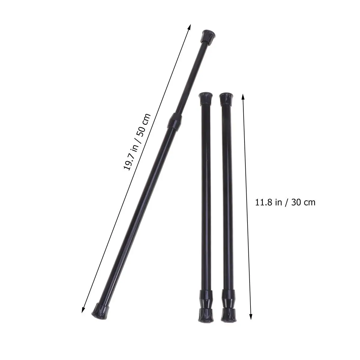 

3Pcs Shower Curtain Rod Black Adjustable Telescopic Bar Clothes Pole Tension Rod Metal Easy Install Sturdy Grip