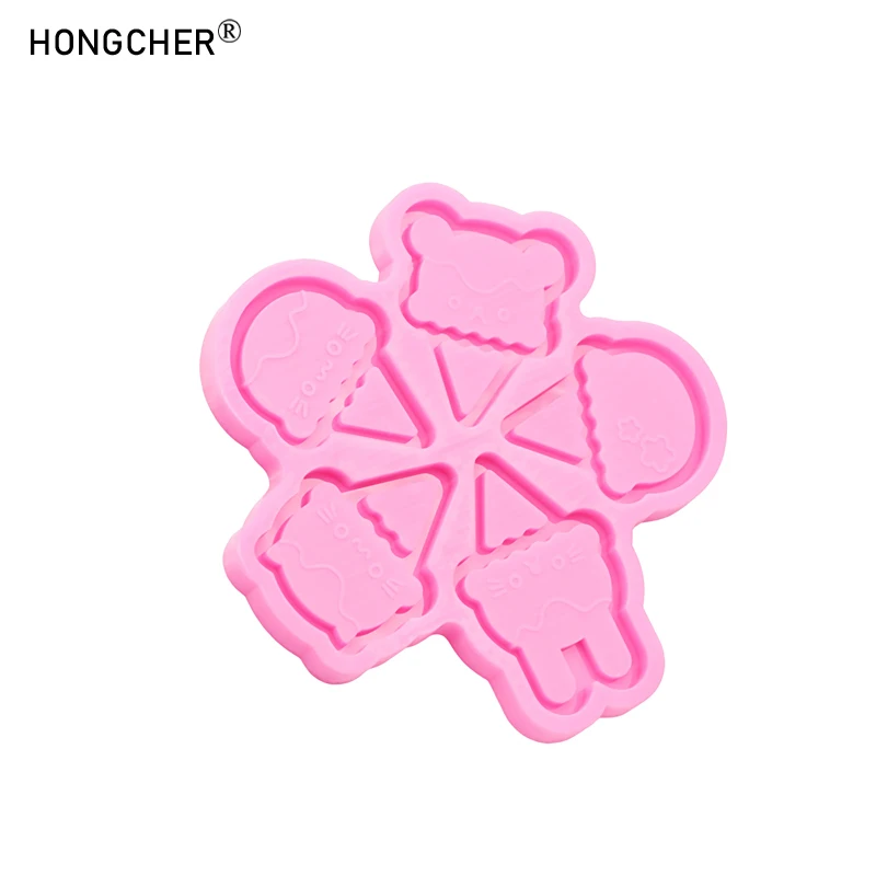 Shiny mirror cartoon animal ice cream shape silicone mold DIY epoxy resin jewelry earrings necklace accessories drip molds