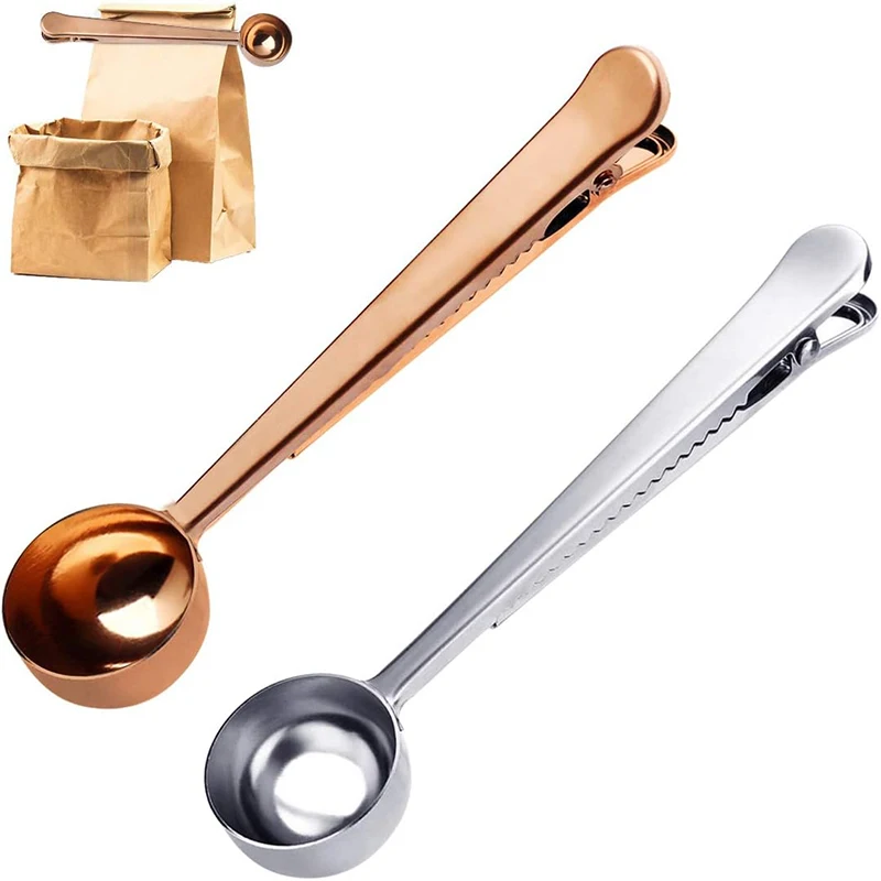 Cuchara Medidora de Café con Clip para Bolsa, Cuchara de Acero Inoxidable para Medir Café Molido, Sellador de Café, Cuchara Medidora Multiusos, Herramienta para Café