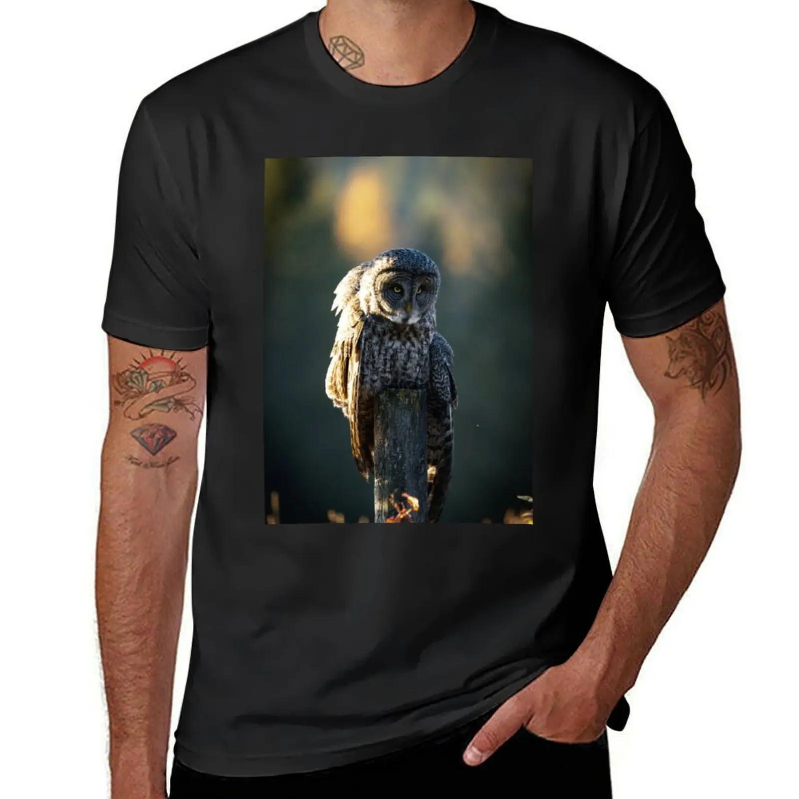 

Grumpy Great Grey Owl T-Shirt tees customs design your own mens graphic t-shirts hip hop