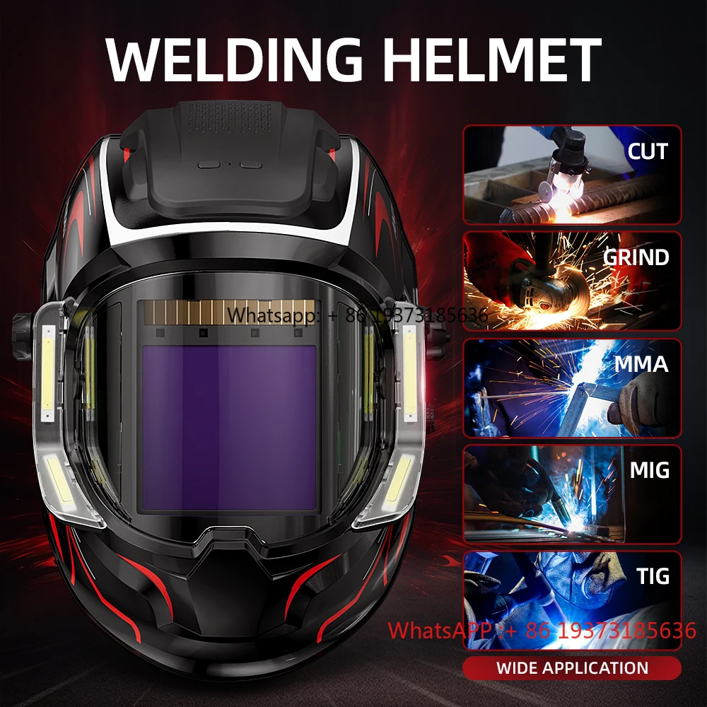 ANDELI  3.94 3.74 Inch Large View Welding Helmet  Auto Darkening Welding Helmet  with  4 LEDS  Type C Charger Hold on 4 Hours