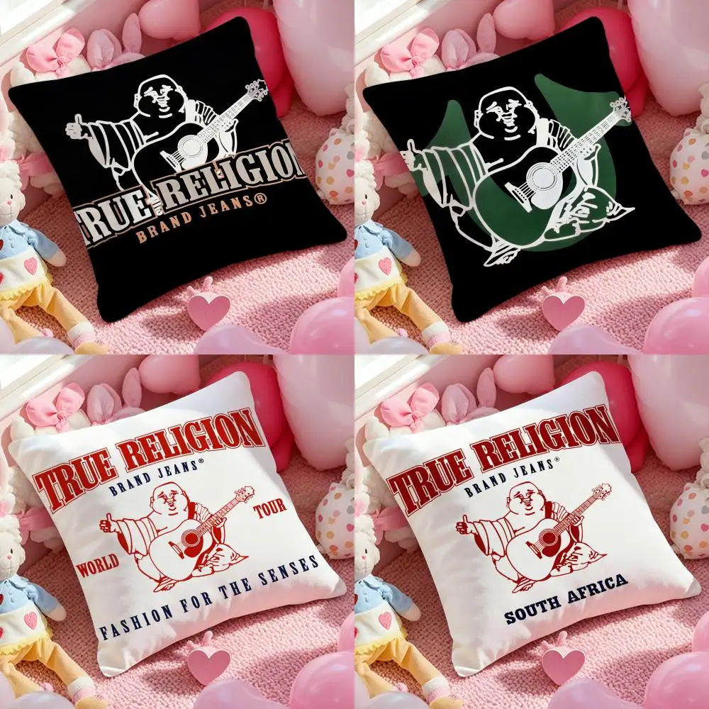 

jeans T-True ReligionS logo Cushion Cover Pattern Printed Pillowcase for Living Room Sofa Cushion Cover & Bedroom Decor
