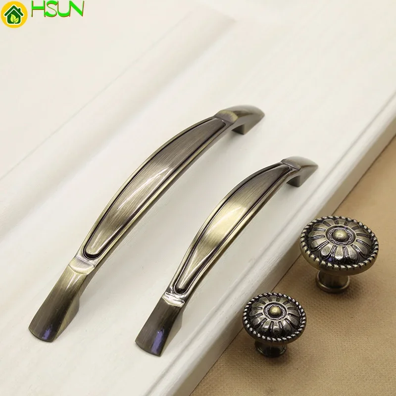 2 pcs Antique handle bronze European Cabinet Door Drawer classic handle zinc alloy solid antique handle