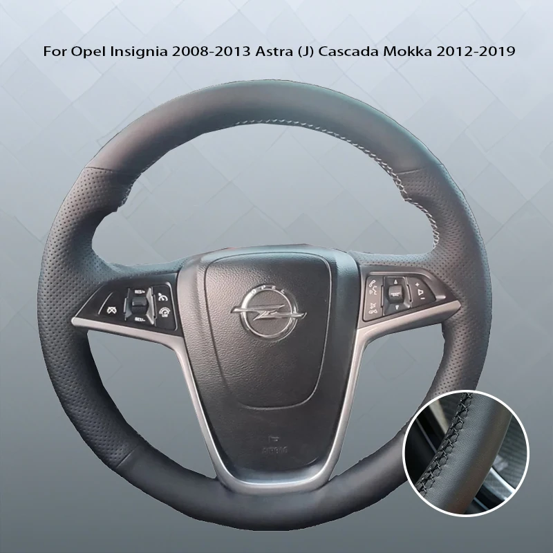 

Изготовленный на заказ черный кожаный чехол на руль из микрофибры для автомобиля Opel Insignia 2008-2013 Astra (J) Cascada Mokka 2012-2019