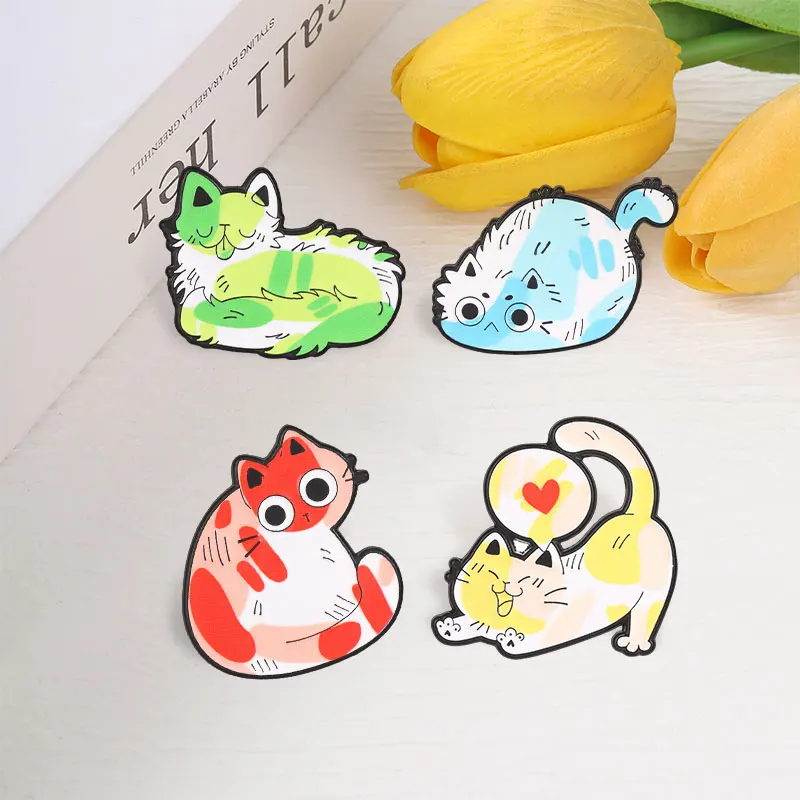 3-22 Stück/Set Cartoon-Tier-Emaille-Pins Kawaii Weltraumkatze Punk-Krähe Rotohriges Kaninchen Broschen Anime-Kätzchen-Abzeichen Schmuckgeschenke – Detail 1