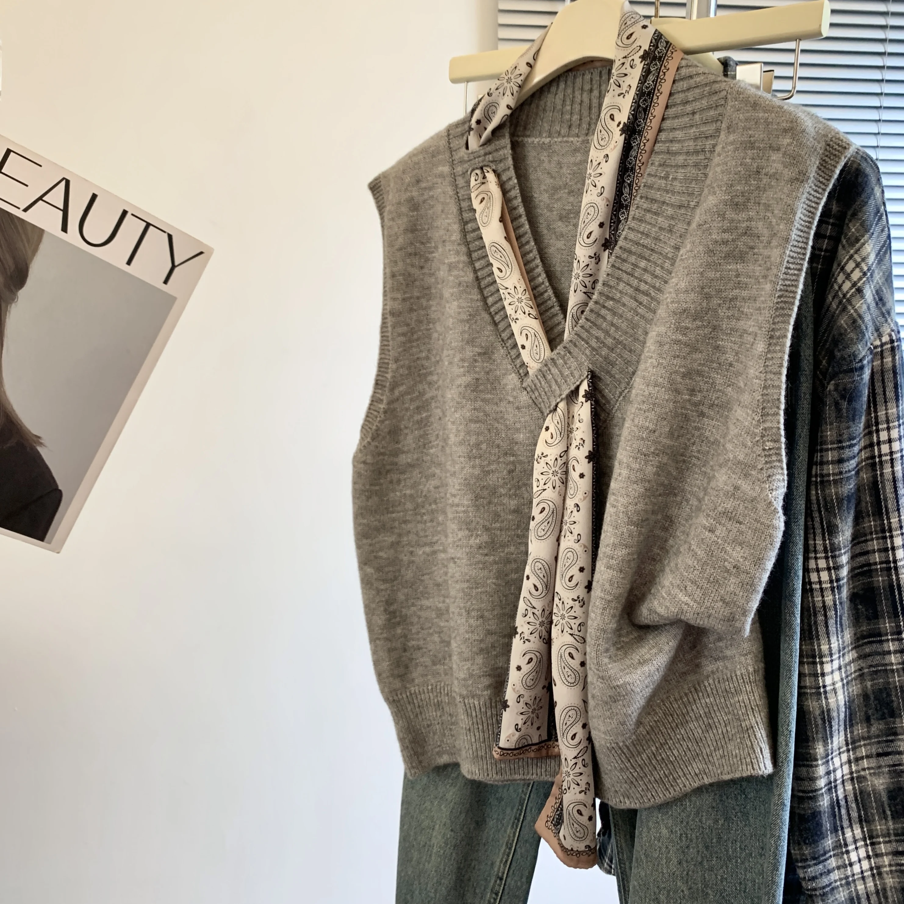 

Women's Neck Shirt Scarf Accessory Two-Piece Set V-Neck Long Sleeve Fashionable Commute Style Warmth Protection