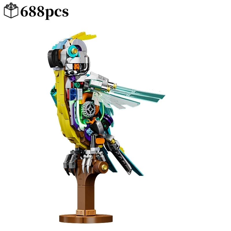 Kit de blocos de construção de papagaio, modelo de pássaro, brinquedos, presentes criativos para crianças e adultos, decoração de casa e arte de escritório, 688 peças