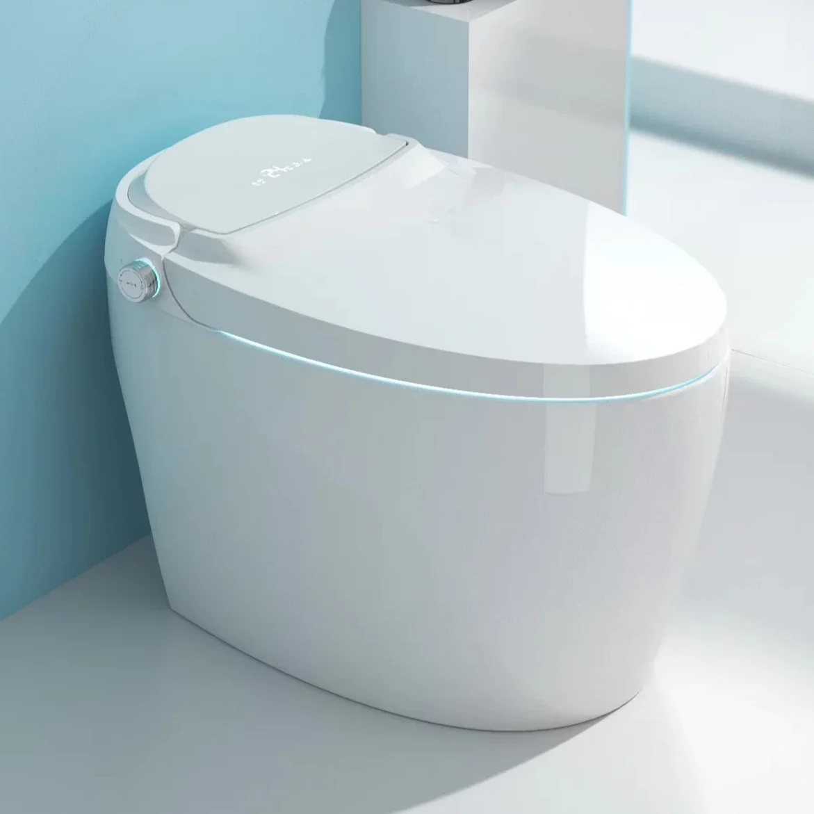 Floor mounted tankless water closet heated seat auto flush s-trap wc smart toilet