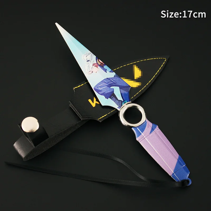 17cm Valorant Champions Weapon JETT Kunai With Holster Metal Model Knife Toy Sword Cosplay Alloy Knive Weapon Gifts Toys for Kid