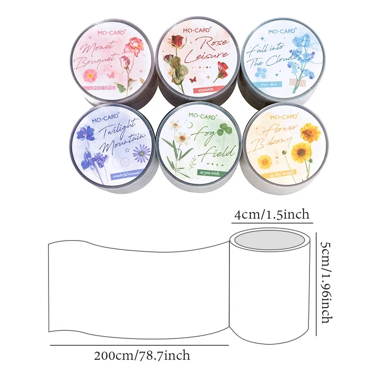 Mr. Paper Matte PET White Ink Paper Tape Sticker Japanese Paper Tape Multi-color Flower Material Tape Art Marker Paint
