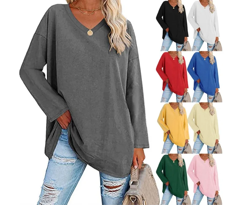Frauen Langarm T-Shirt Frühling Herbst solide Slim Fit Freizeit hemden weibliche Pullover Basic T-Shirt y2k Kleidung Streetwear Crop Tops – Detail 2