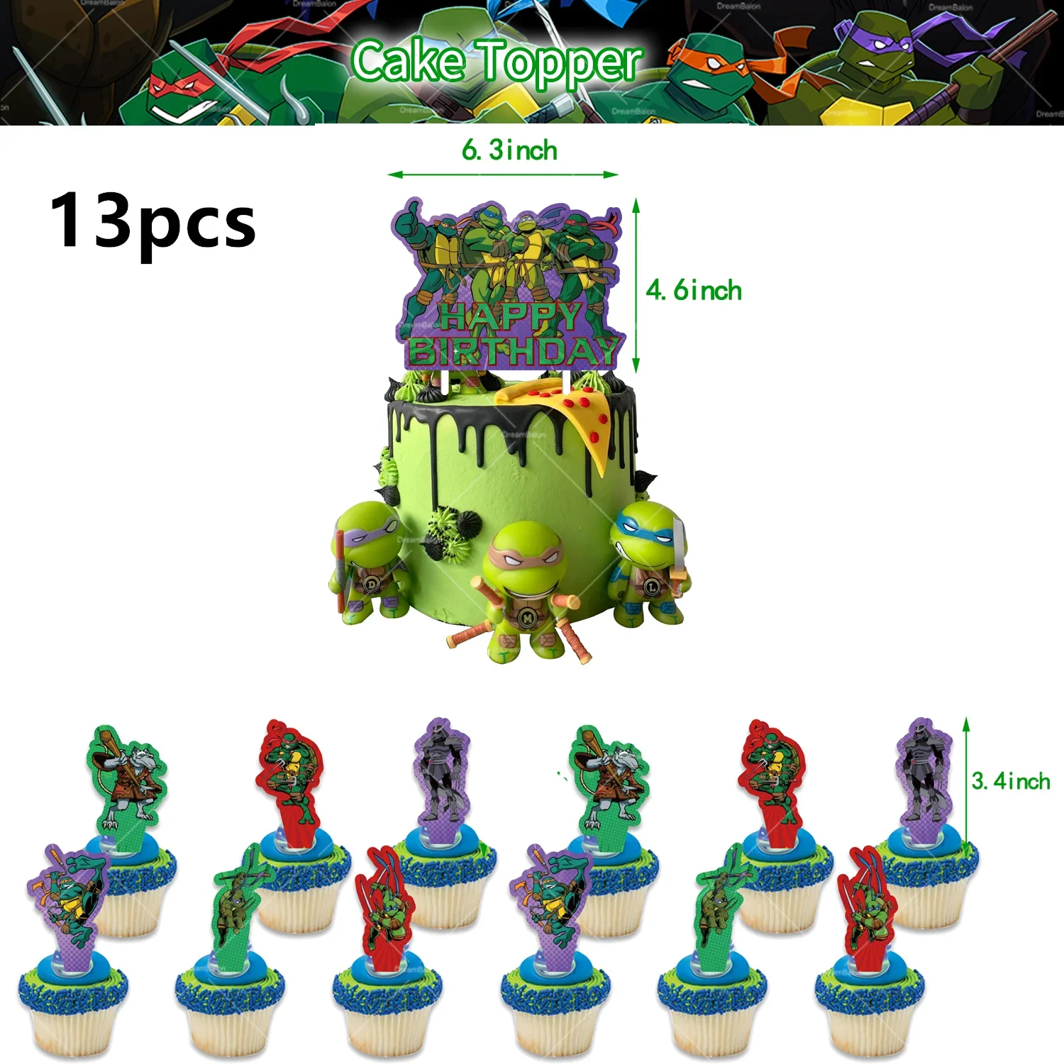 ديزني أنيمي النينجا بالون للأطفال ، الكرتون السلحفاة ، بطل ، السلاحف ، عيد ميلاد سعيد راية ، ديكور الحفلات ، كعكة توبر ، أدوات المائدة