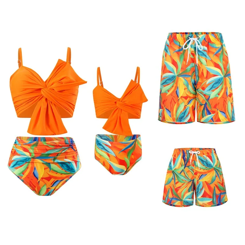 

New Swimsuit Beach Parent-child Swimsuit Full Home Sunscreen Beach Parent-child Mother and Daughter Wholesale
