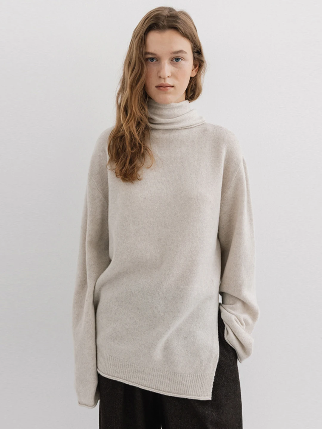 100% Wool Sweater Women's 2025 Autumn/winter New High-end Scarf Collar Knitwear Pull Femme