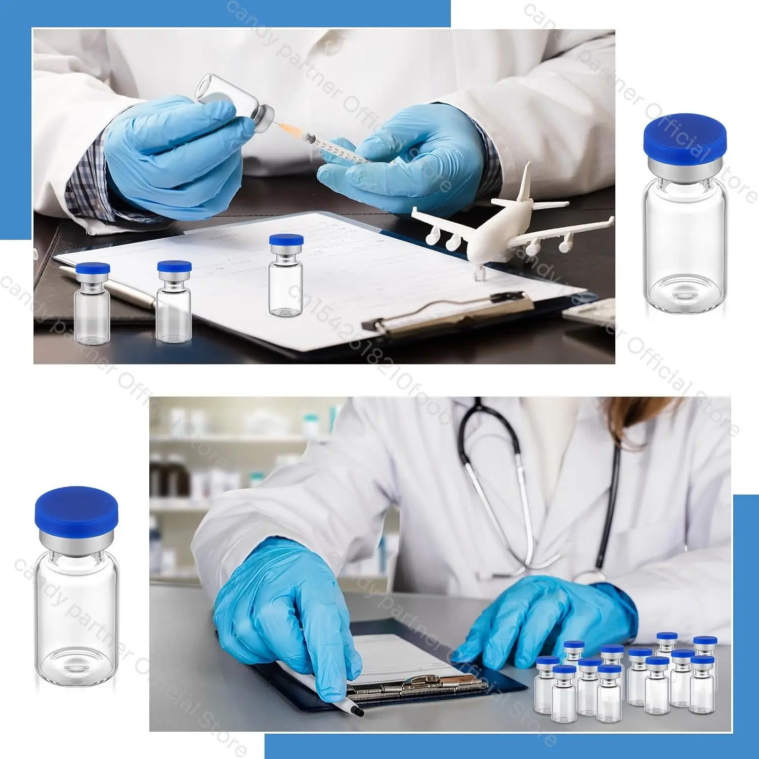 100 Stück 3/5/10ml Transparente Leere Fläschchen mit Selbstheilendem Injektionsport, Glasfläschchen für Penicillin, Laborfläschchen zur Aufbewahrung von Flüssigproben – Detail 5