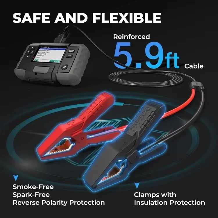 جهاز اختبار بطارية السيارة الشهير، اختبارات التحريك 12 فولت/24 فولت وحمل المولد للشحن 100-2000CCA جهاز قياس جهد البطارية الرقمي