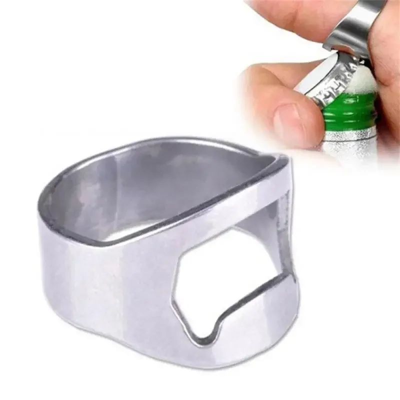 Mini Dosenöffner Edelstahl Flaschenöffner Ring-form Flasche Bier Öffnung Entferner Küche Gadgets Bar Finger Opener Werkzeuge – Detail 6